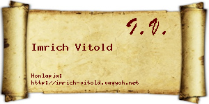 Imrich Vitold névjegykártya